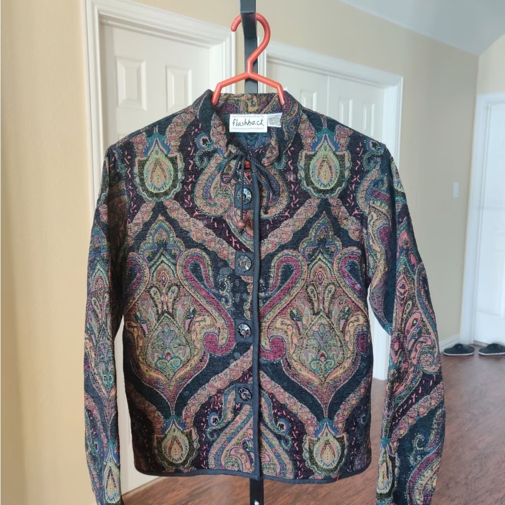 Flashback Black Paisley Blazer with Ornate Design
